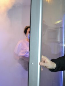 Frozen below -85°C in a whole body cryotherapy chamber