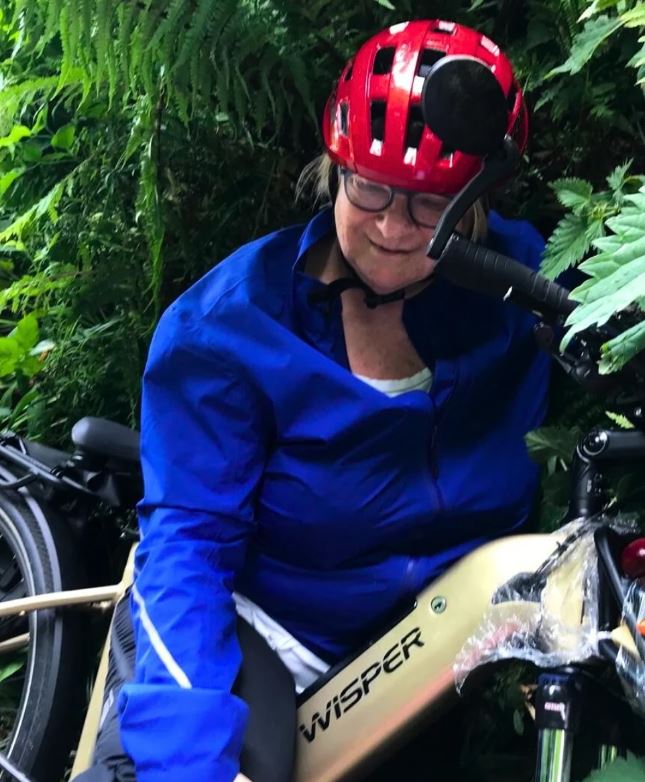 Rosemary Shrager  on Wisper bike